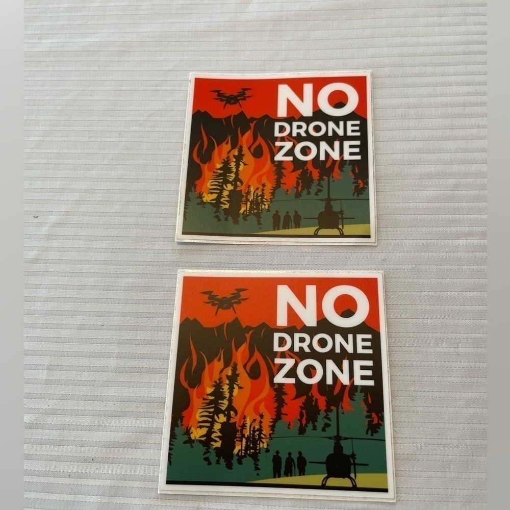 Stickers. No Drone Zone. 2 stickers. Measurements in pics. Lots of uses. New.